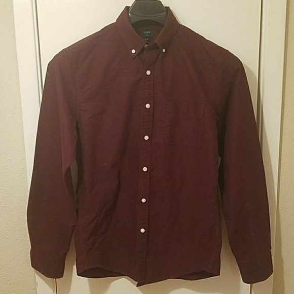 J.Crew Burgundy Slim Fit Oxford Button Up Shirt - Picture 1 of 4